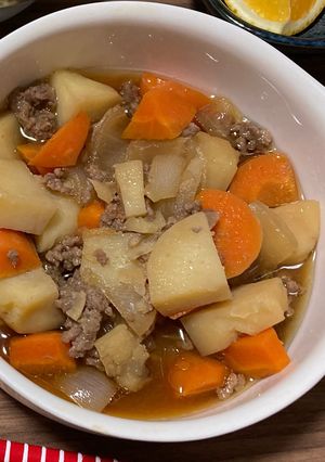レンジで簡単！ひき肉じゃが-レシピのメイン写真