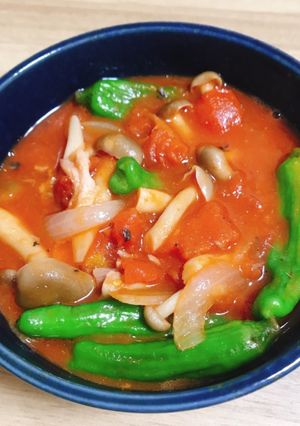 シシトウとサバ缶のトマト煮-レシピのメイン写真