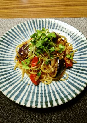 ヨウサマの減塩先斗入ル風金平＆茄子パスタ-レシピのメイン写真