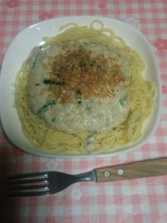 ツナと舞茸と小松菜の豆腐クリームパスタ-レシピのメイン写真