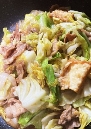 【簡単】厚揚げと春野菜の豚肉味噌炒め-レシピのメイン写真