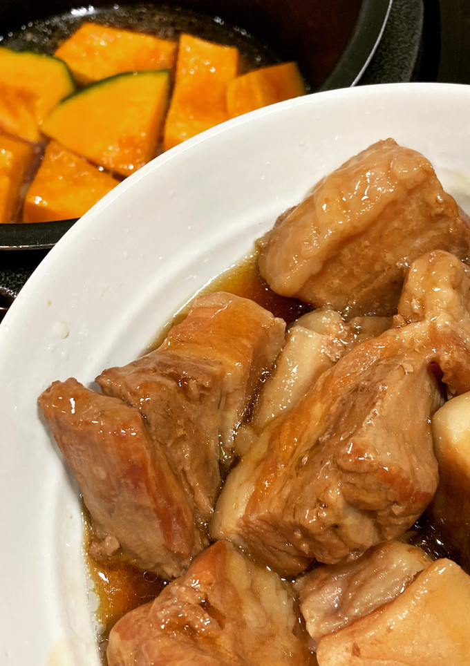 角煮の煮汁で かぼちゃ煮物［電気圧力鍋］-レシピのメイン写真