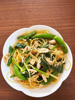 ほうれん草とスナップエンドウのパスタ-レシピのメイン写真