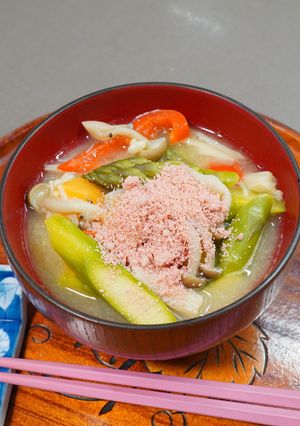 野菜たっぷり＆焼きたらこ～の満菜味噌汁-レシピのメイン写真