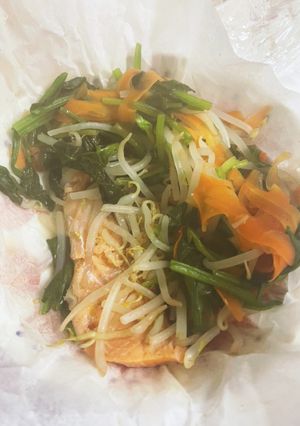 鮭　野菜もりもりすぎ　レンジ蒸し-レシピのメイン写真