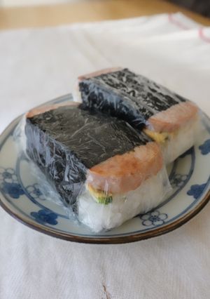 ニラ玉スパムむすび-レシピのメイン写真
