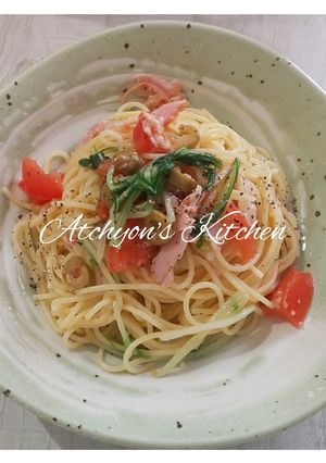 簡単! ちぎりハムとオリーブの冷製パスタ-レシピのメイン写真