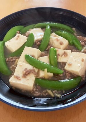 スナップエンドウ入りひき肉豆腐餡-レシピのメイン写真