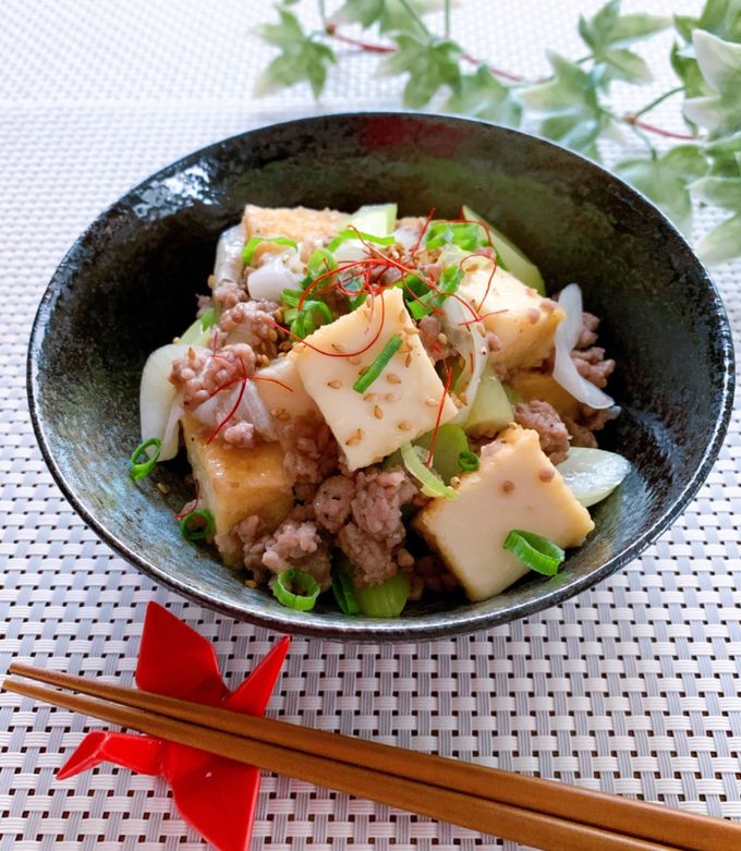 簡単・節約!厚揚げと豚ひき肉の旨塩炒め-レシピのメイン写真