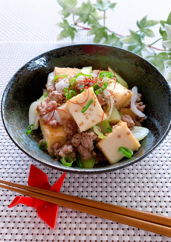 簡単・節約！厚揚げと豚ひき肉の旨塩炒め-レシピのメイン写真