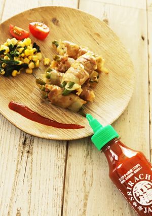 旨辛豚バラ肉ネギチーズアスパラ巻き♪-レシピのメイン写真