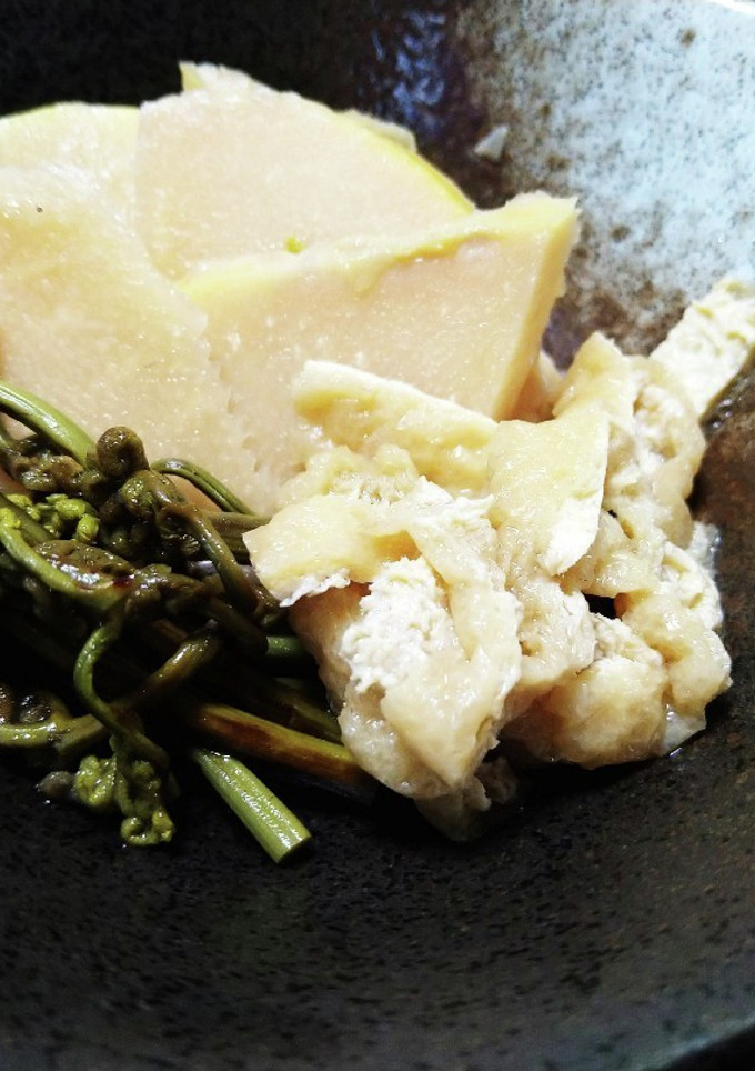 たけのことわらびと油揚げの煮物-レシピのメイン写真