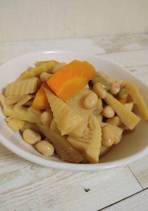 タケノコとニンジンと大豆の煮物-レシピのメイン写真