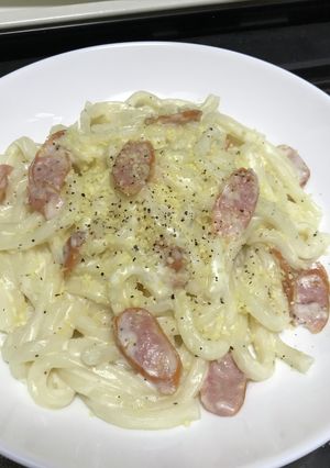 うどんのカルボラーナ風-レシピのメイン写真