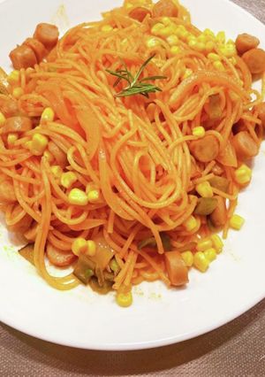 家にある野菜とパスタでナポリタン！！-レシピのメイン写真