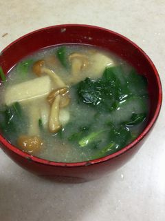 なめこ、ほうれん草、油揚げの味噌汁-レシピのメイン写真