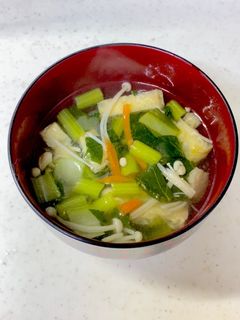 えのき 人参 小松菜 油揚げの味噌汁^^-レシピのメイン写真