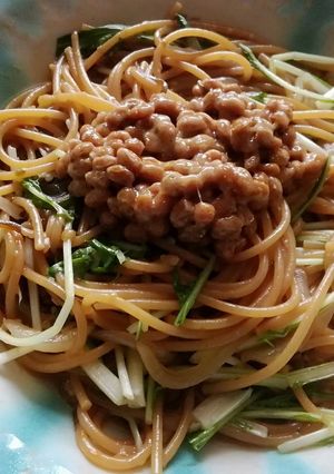 簡単フライパン1つで納豆パスタ-レシピのメイン写真