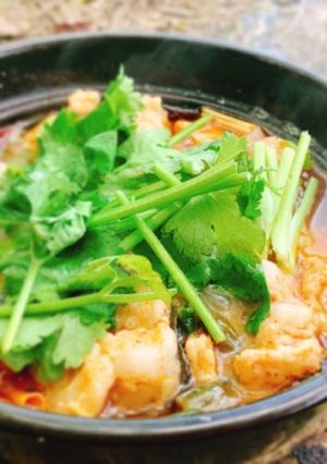 トムヤムもつ鍋＆〆素麺(キャンプver)-レシピのメイン写真