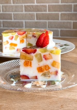カラフル＊フルーツ牛乳かんケーキ-レシピのメイン写真