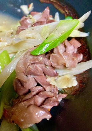 花開く砂肝の中華風塩ダレ炒め-レシピのメイン写真