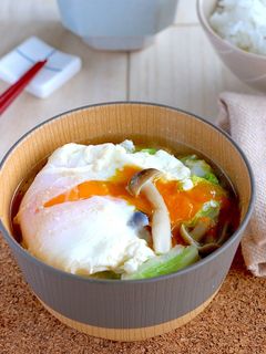 白菜ときのこの♡満菜落とし卵お味噌汁-レシピのメイン写真