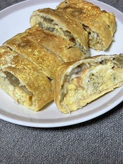 残ったふきの煮物とちりめん 玉子焼き-レシピのメイン写真
