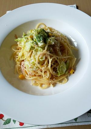 ワンパン簡単春キャベツとツナのパスタ-レシピのメイン写真