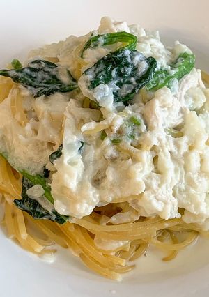 カブとホウレン草とササミのクリームパスタ-レシピのメイン写真