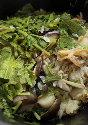 ベビーホタテとクレソンの炊き込みご飯-レシピのメイン写真