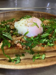 板尾揚げ シソ・キムチ・納豆温玉乗せ-レシピのメイン写真