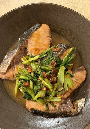 新定番！ブリと小松菜のガリバタ煮|今日の晩ご飯-レシピのメイン写真
