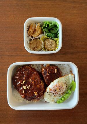 中学生野球弁当46｜ロコモコ丼-レシピのメイン写真