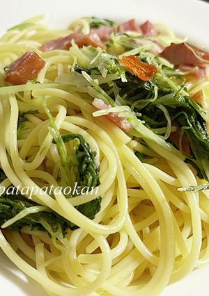 ブロックベーコンと水菜のパスタ-レシピのメイン写真