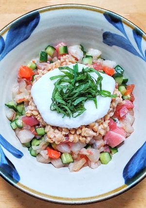 ばらちらし寿司を納豆と山芋とろろで-レシピのメイン写真