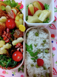 塾弁当☆豆ご飯&エビフライ♪-レシピのメイン写真
