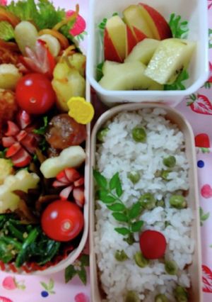 塾弁当☆豆ご飯&エビフライ♪-レシピのメイン写真
