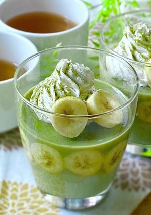 簡単☆バナナの抹茶ミルク寒天(牛乳かん)-レシピのメイン写真