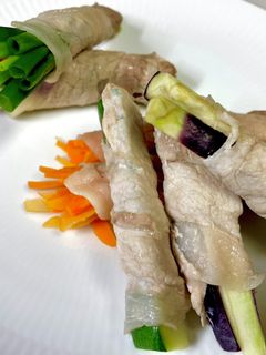 季節の野菜の肉巻き〜蒸してサッパリ食べる-レシピのメイン写真