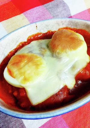 カボチャとゆで卵のミートソースチーズ焼き-レシピのメイン写真