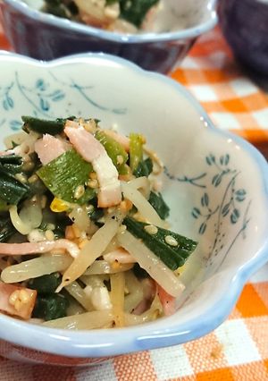 節約食材で【もやしとニラのベーコン和え】-レシピのメイン写真