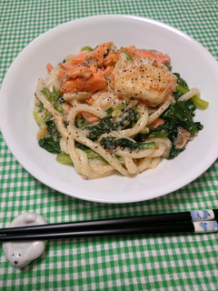 簡単☆鮭とほうれん草のクリームうどん♩-レシピのメイン写真