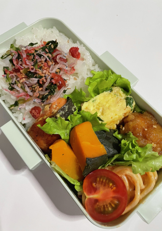 唐揚げ甘辛煮と鮭マヨポン弁当-レシピのメイン写真