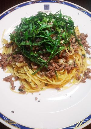 簡単☆挽き肉と大葉のペペロンチーノ-レシピのメイン写真