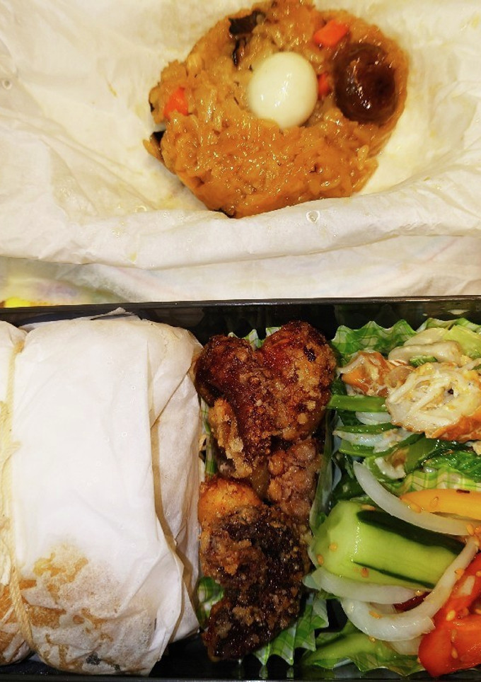 角煮ちまき　タコの唐揚げ　弁当-レシピのメイン写真