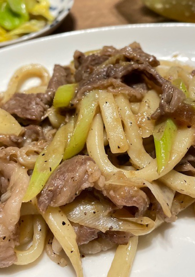 牛肉とネギの焼うどん-レシピのメイン写真