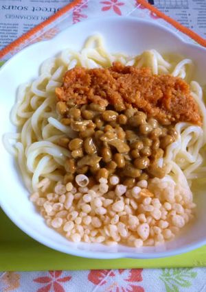 醤油うどん風冷やしうどん58～納豆鮭明太-レシピのメイン写真