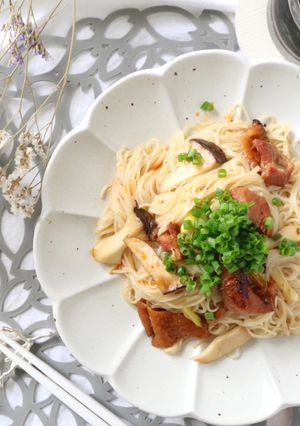 焼き鳥缶で簡単そうめんチャンプル♪-レシピのメイン写真