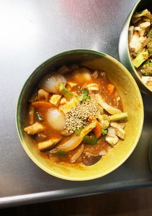 レンジ肉無豆腐まるでハンバーグ味野菜炒め-レシピのメイン写真