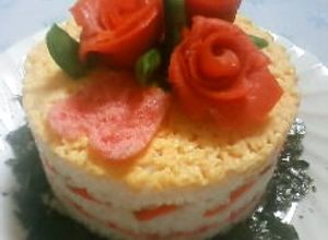 バレンタインや　お祝いに　お寿司ケーキ-レシピのメイン写真